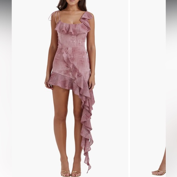 House of CB Dresses & Skirts - House of CB Lyrah Pink Print Ruffle Mini Dress Y2K Inspired Euro Small
